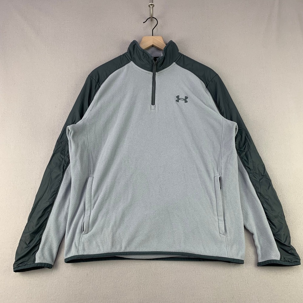 Under Armour 1/4 Zip Fleece Pullover Mens Large Gray Athletic Lightweight Hiking